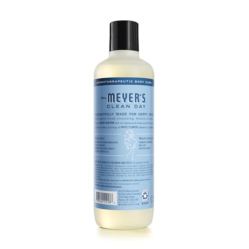 Mrs. MEYER'S CLEAN DAY Moisturizing Body Wash for Women and Men, Shower Gel Formula Made with Essential Oils, Rain Water, 16 oz (Pack of 2)