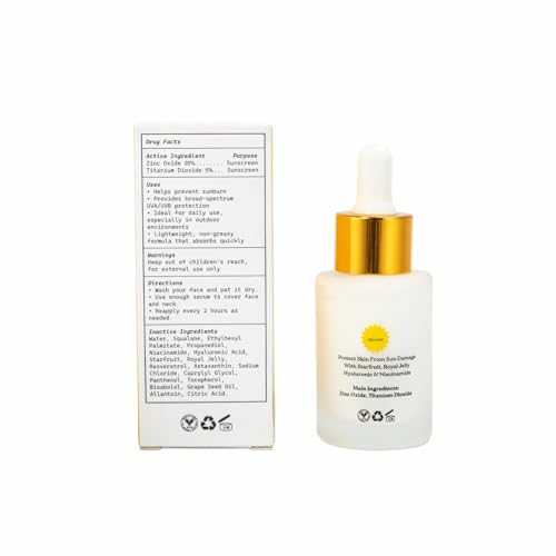 SPF 50 Serum- Lightweight Mineral Facial Sunscreen for All Skin Types- Dewy Glow, No White Cast- Sunscreen for Face with Zinc Oxide, Titanium Dioxide 1oz