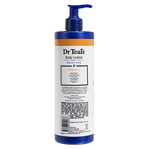 Dr Teal's Body Lotion - Moisture Plus - Radiant Citrus Essential Oils and Vitamin C, 18 Fl Oz 2-Pack (36 Fl Oz)