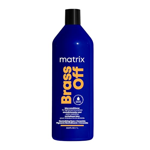 Matrix Brass Off Blue Conditioner - Tones and Removes Brassy Orange Undertones, Pigmented Conditioner For Color-Treated Hair and Lightened Brunettes, Vegan