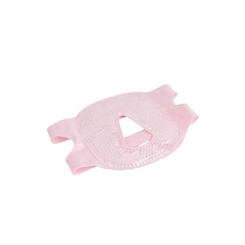 Hot and Cold Therapy Gel Bead Full Facial Mask by FOMI Care | Ice Face Mask for Migraine Headache, Stress Relief | Reduces Eye Puffiness, Dark Circles | Fabric Back (Full Face w/o Eye Holes Pink)