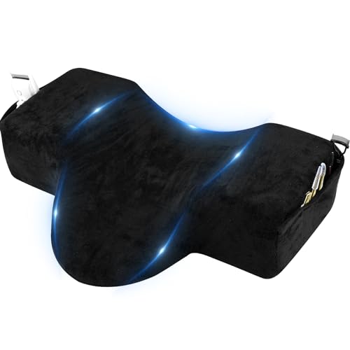 IMENE Lash Pillow for Lash Extensions- Memory Foam Lash Pillows with Neck and Back Support, Ergonomic Lash Bed Pillow with Velvet Pillowcase and Lash Organizer Pockets£¨Black£©