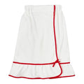 Bella Spa, Shower, or Bath Wrap with Adjustable Closure for Women to Get Ready, Plush Polyester White with Red Trim, One Size Fits Most