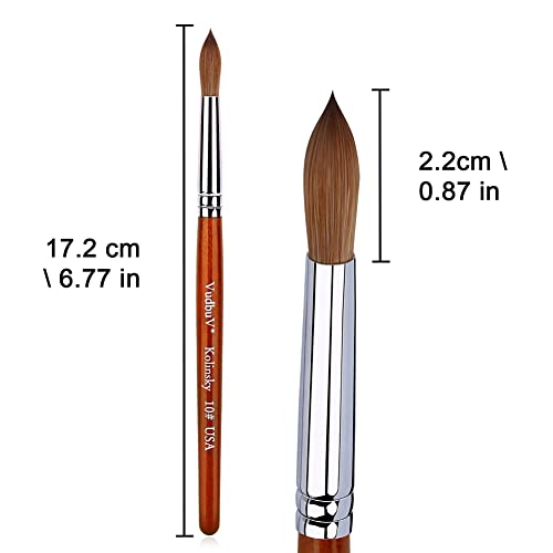 HOFASON 100% Pure Kolinsky Acrylic Nail Brush, Upscale Professional Kolinsky Sable Hair Acrylic Brush with Nature Red Wood Handle (Size 10)