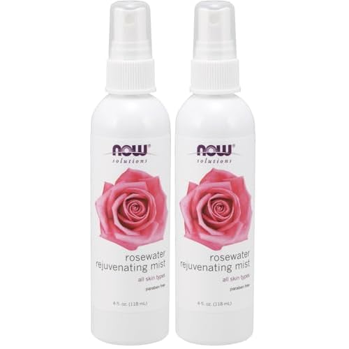 NOW Solutions Rosewater Rejuvenating Mist, Hydration and Rejuvenation Spray for All Skin and Hair Types, 4-Ounce (Pack of 2)