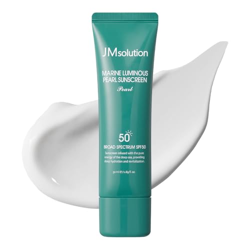 JMsolution Marine Luminous Pearl Sunscreen SPF50 Broad Spectrum UV Protection, Moisturizing & Lightweight, No White Cast, 1.69 fl oz