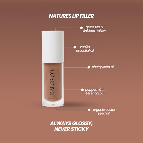 Tinted Lip Oil with Tallow & Lanolin ? Hydrating Balm-Gloss Hybrid with Cherry Seed Oil & Castor Oil ? Natural Mineral Pigments, Nourishing Moisture, Non-Sticky Shine (5 Shades) (Bare)