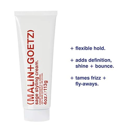 MALIN+GOETZ Sage Styling Cream | Flexible Hold Styling Cream for All Hair Types | Adds Shine, Definition + Volume | Tames Frizz + Flyaways | Nourishing Formula | Cruelty-Free (1 Fl Oz / 4 Fl Oz)