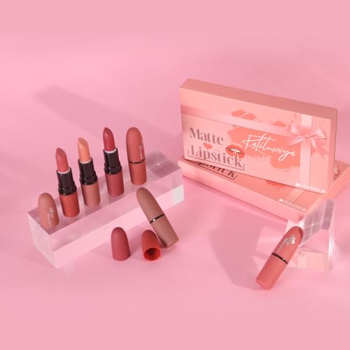 6Pcs Red Velvet Matte Lipstick Set, High Pigmented Long-Lasting Waterproof Lip Stick Lip,Moisturizing balms, Sheer tint, Shine & Glowy Finish,Stain Makeup Gift Sets.