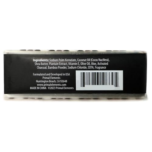 Primal Elements African Black Soap with Shea Butter and Charcoal for Dry Skin, Detoxifying and Acne Fighting, 6 Pack
