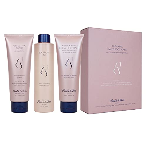 Noodle & Boo Prenatal Essential Daily Body Care Kit - Perfecting Cr?me, Elasticity Oil, Restorative Leg & Foot Balm, Trimester 1-3, 16.6 fl. oz.
