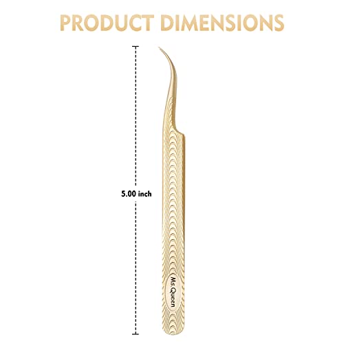 Ms.Queen Lash Tweezers for Eyelash Extension-Professional Lashing Tweezers for Mega Volume Mink Eyelashes Extensions Applying,Curved