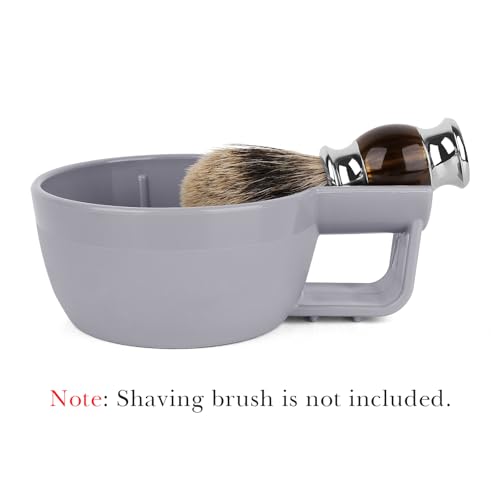 Linkidea Plastic Shaving Soap Bowl with Non-slip Handle, Wide Mouth, Large Capacity, Easier to Lather Ridges, Wet Razor Shave Cream Bowl for Men (Grey)