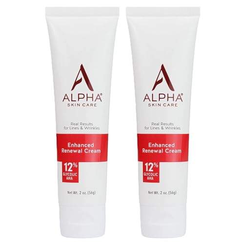 Alpha Skin Care Enhanced Renewal Cream, Anti-Aging Formula, 12% Glycolic Alpha Hydroxy Acid (AHA), Reduces Lines & Wrinkles, For Normal to Dry Skin, 2 oz, Pack of 2