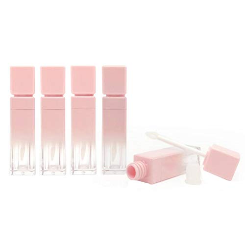 5 Pcs 8ml Gradient Pink Lip Gloss Tubes Empty Refillable Plastic Lipstick Vials with Brush Lip Gloss Storage Containers for Women Girl DIY Homemade Lipstick Lip Gloss