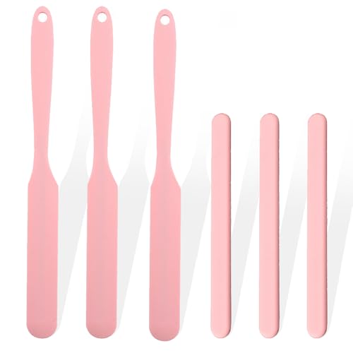 6Pcs silicone wax applicator Non-stick Waxing Applicator Hair Removal Sticks Applicator Spatula Reusable Hard Wax Scraper for Home Salon Body Use (Pink)