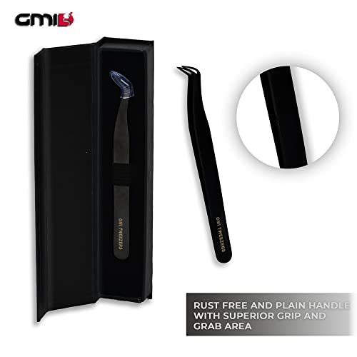 GMI Tweezers - Eyelash Extension Tweezers - Stainless Steel Lash Extension Tweezers - Eyelash extension kit - Lash tweezers for Eyelash Extensions - L-Shaped.
