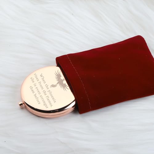 WUSUANED Inspirational Quote Gift Phoenix Rising Makeup Mirror When The Phoenix Rises from The Flames Phoenix Lover Gifts (Phoenix Rising Makeup Mirror)