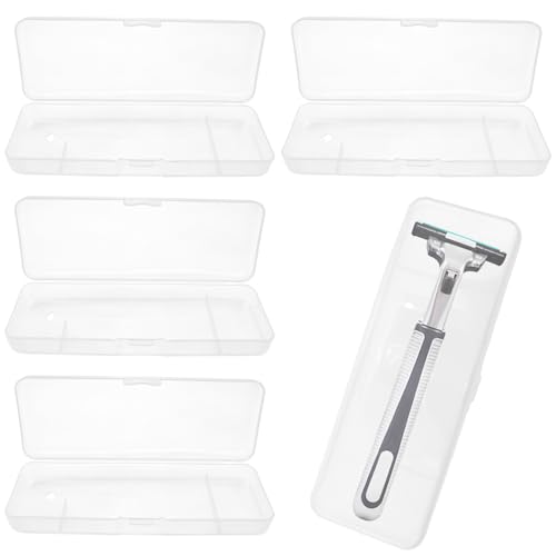 4 PACK White Transparent Shaving Box for Shaver Razor, Container Storage for Manual Razor System, Plastic Box Cover, Razor Protector, Shaving Accessories