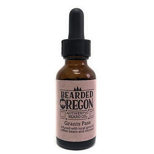 Bearded Oregon Beard Oil - Grants Pass Scent, 1 oz - Coffee + Coconut - All Natural Ingredients, Softens and Strengthens Beard, Relieves Itch