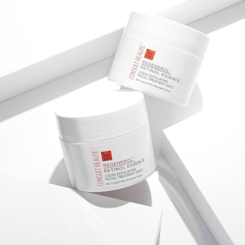 Consult Beaute - Regenerol - Retinol Exfoliating Facial Treatment Pads - Micro Exfoliation for Face - Smoother, Glowing Skin - 60 Disposable Wipes (2Pack)