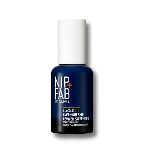 Nip+Fab Glycolic Fix Overnight Skin Reviver Extreme 8% (1.7 fl oz) ? High Potency AHA Facial Peel with Salicylic Acid & Hyaluronic Acid ? Resurfacing Night Treatment for Radiance & Glow
