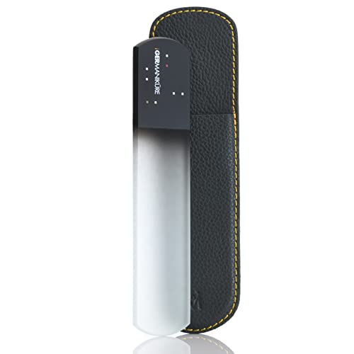 GERMANIKURE Pedicure Bar, Foot File, & Callous Remover - Black Glass with Leather Sleeve Ethically Made in Czech Republic