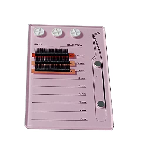 Eyelash Grafting Pallet, Acrylic Lash Tile holder, 7-15mm Scale Glue Cups Eyelash Extensions Storage Gasket Pads with Suction for Tweezers (pink)