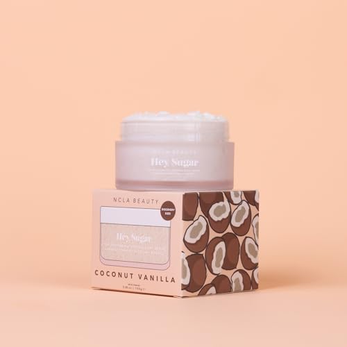NCLA Beauty Hey Sugar All Natural Body Scrub - Moisturizing, Exfoliating Sugar Scrub - Shea, Cocoa, and Mango Butters - Coconut Vanilla - 3.38 oz
