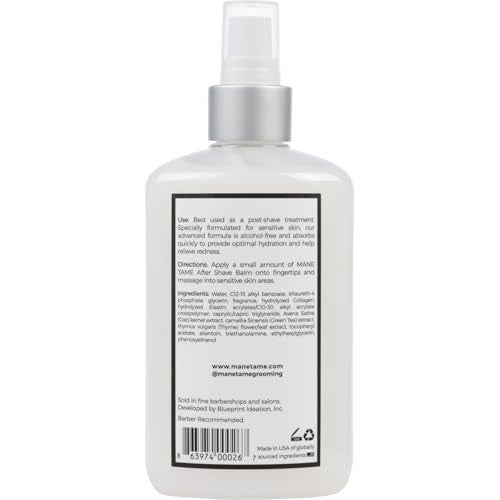 MANE TAME Profession Men¡¯s Grooming After Shave Balm ? Post Shave Balm with Collagen, Green Tea, & Oatmeal Extract - Hydration & Protection from Shaving Irritation & Dryness, 9 oz.
