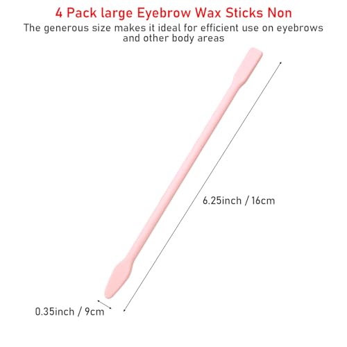 4 Pack large Eyebrow Wax Sticks Non, Stick Wax Spatula Silicone Eyebrow Wax Stick Waxing Applicator Reusable Hard Wax Sticks For Home Salon Body Use