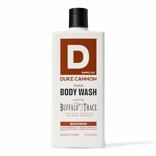 Duke Cannon Supply Co. Thick High Viscosity Body Wash - 3X Thicker, Cleansing Shower and Bath Gel, Mineral-Enriched Body Wash for Men - Big American Bourbon - Mens Body Scrub - Bourbon (18 oz)