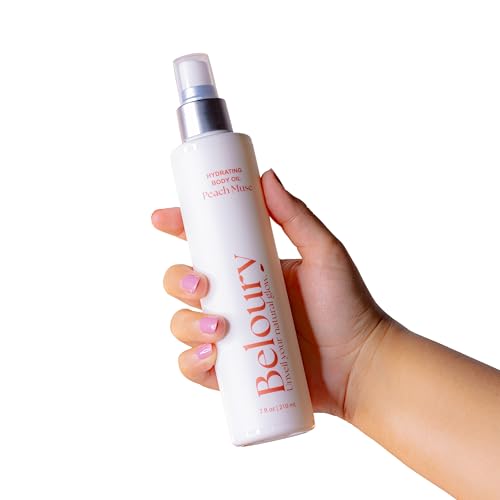 Peach Muse Hydrating Body Oil 7fl oz, Oil moisturizer for dry skin, Natural, With Argan Oil, Body Serum, After shower oil, Vegan, Nourishing, Clean Beauty, Paraben+Silicone free, Vitamin E