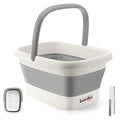 Beinilai Collapsible Foot Bath Basin for Soaking Feet,Foot Soak Tub,Plastic Foot Bucket with Handles and Massage Acupoint,Foldable Laundry Basket-Gery