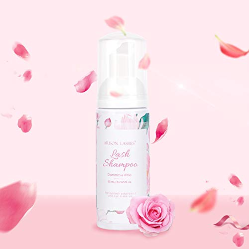 Eyelash Extension Shampoo+Brush/60ml Eyelash Foam Cleaner/Safe and Mild Without Irritation/Remove Makeup Residue & Mascara/Perfect For Salon Use And Home Care(rose)