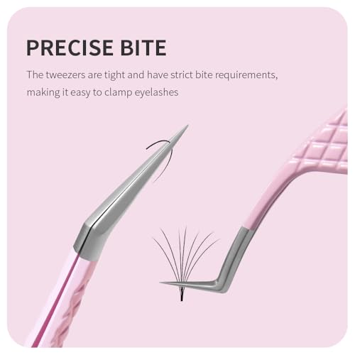 Eyelash Extension Tweezers,Fiber Tip Grip Boot Volume Lash Tweezers,Professional Pointed Lash Extension Tweezers for Easy Lash Application and Removal-F01