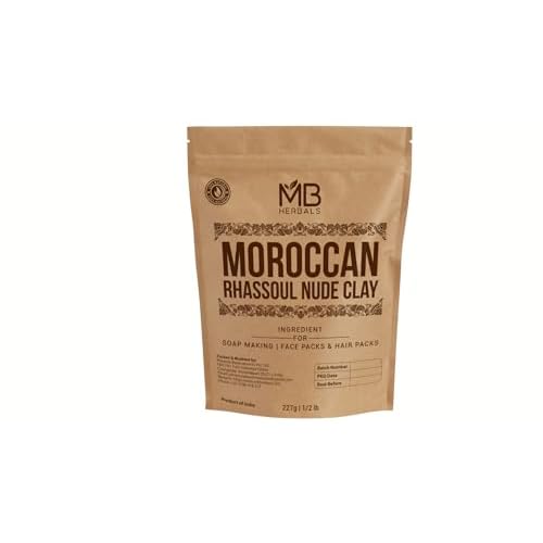 MB Herbals Moroccan Rhassoul Nude Clay 8 oz | 0.5 LB / 227 G | Mild Clay for Making Soaps and Face Packs