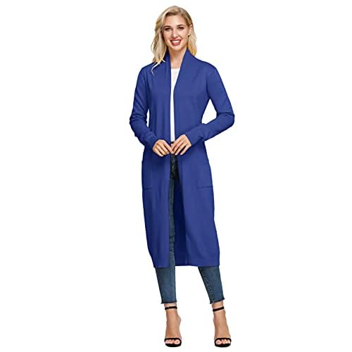 GRACE KARIN Essential Solid Open Front Maxi Long Knitted Cardigan Sweater for Women