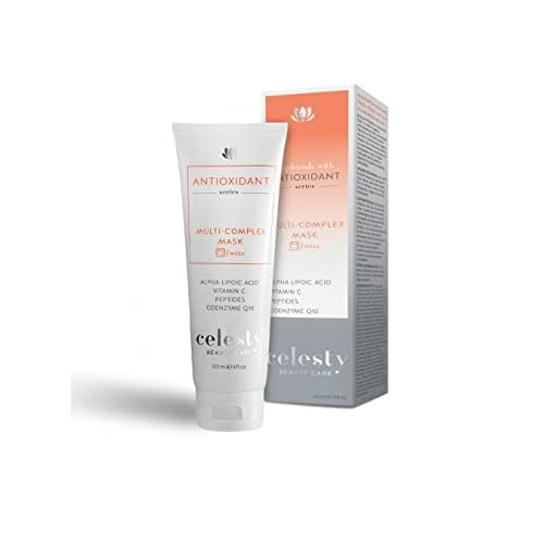 Celest Beauty Antioxidant Deep Hydration Face Mask Skincare, Boosts Collagen, Vitamin C, Coenzyme Q10, Alpha Lipoic Rich Extracts for your Anti Aging Revitalized Radiant Skin. 4 Fl Oz Large Size