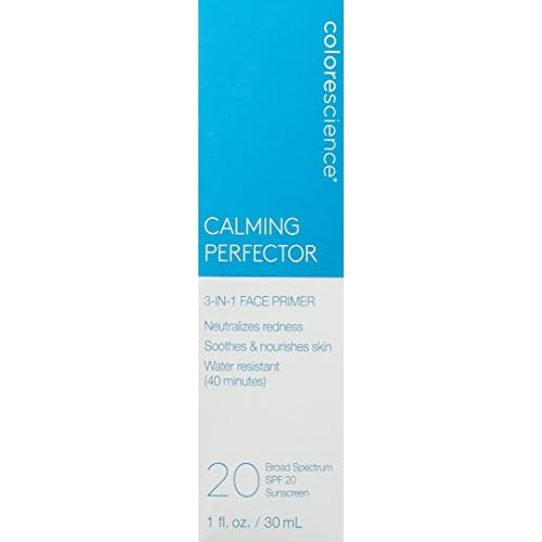 Colorescience Calming Perfector Face Primer, Water Resistant Mineral Sunscreen, Broad Spectrum 20 SPF UV Skin Protection, 1 Fl oz