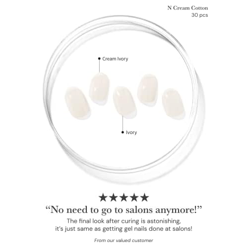 ohora Semi Cured Gel Nail Strips Set of 2(N Cream Cotton, N Cream Indigo)-Works with Any Nail Lamps, Salon-Quality, Long Lasting, Easy to Apply & Remove-Includes 2 Prep Pads, Nail File & Wooden Stick
