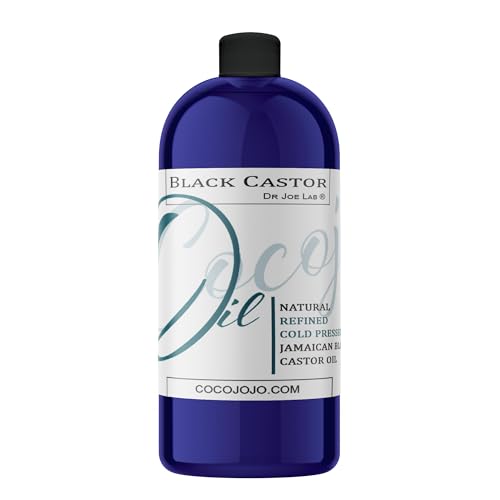 Dr Joe Lab Jamaican Black Castor Seed Oil Bulk 32 oz Pure Natural Partially Filtered Cold Pressed Refined Non GMO Vegan JBCO - for Hair Skin Body Eyebrows Eyelash