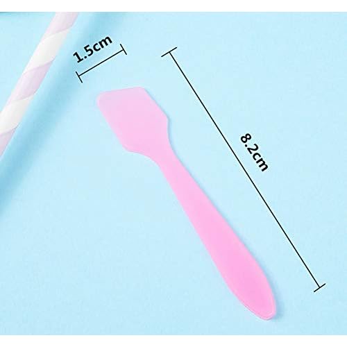 100Pcs 8cm/3inch Pink Disposable PP Cosmetic Spoon Mask Spatula Mini Facial Cream Scoop Mud Mask Stirrer Muddler Applicator for Skin Care