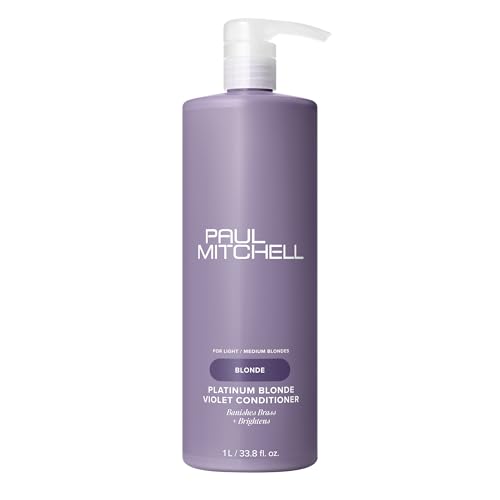 Paul Mitchell Platinum Blonde Violet Conditioner, Banishes Brass + Brightens, Ideal for Light to Medium Blonde, Silver, Gray or White Hair