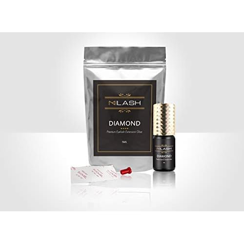 M LASH Diamond Premium Lash Glue - Eyelash Glue for Extension Adhesive with 6-7 Weeks Retention, 1-2 Second Dry Time, 5ml - for Hybrid, Mega Volume, Volume & Classic Lashes, Professional Use Only
