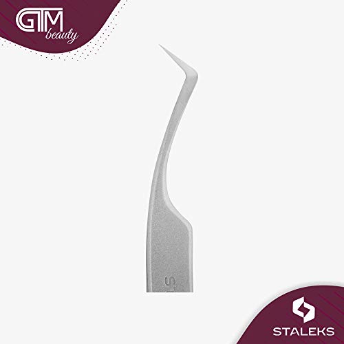 STALEKS PRO Expert 41 Type 2 Professional Eyelash Tweezers (L-Shaped 40¡Æ) ? Stainless Steel for 2D-8D Volume Lash Extensions & Enhanced Visibility