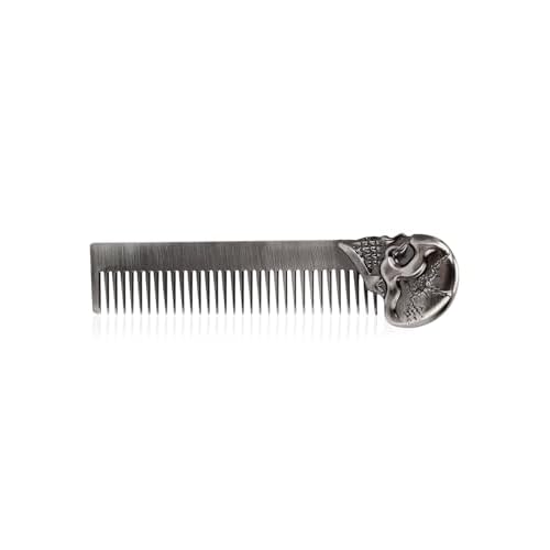 Beard Comb Beard Mustache Pocket Comb Hair Comb for Men Zinc Alloy Hair Brush Mustache and Beard Styling Tool for Home Salon (silver)