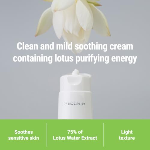 ROVECTIN Calming Lotus Water Cream - Lightweight Face Moisturizer for Oily, Combination Skin | 75% Lotus Water Extract For Skin Purifying, Anti-Aging | Vegan Korean Skincare (2.03 fl.oz) [2 Pack]