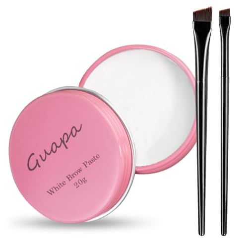 20g White Brow Mapping Paste£¬ Brow Contour Paste Brow Lip Shape Position Tool, 2pcs Eyebrow Brush Kit, Mapping Tool for Sketching Contouring the Eyebrow and Lip (Pink Tin Kit)