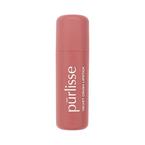 p?rlisse Velvet Crush Long Lasting Lipstick - Matte Finish Hydrating Lipstick - Enriched with Bakuchiol, Mango Seed & Shea Butter to Soften & Smooth Lips - Pinky Nude (0.12 oz)